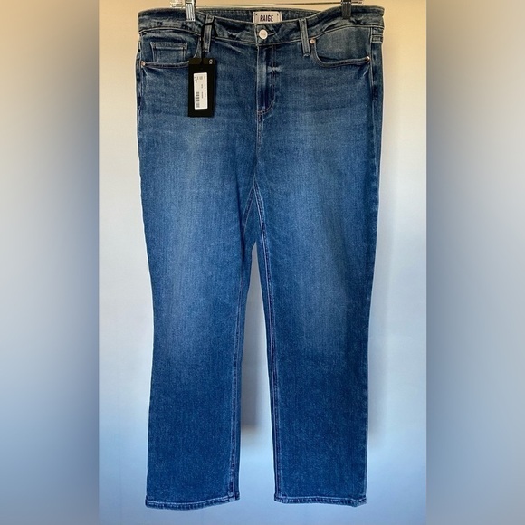 NEW w/TAGS PAIGE Amber Mid Rise Straight Ankle Jeans Women's Size 33 - Picture 3 of 12